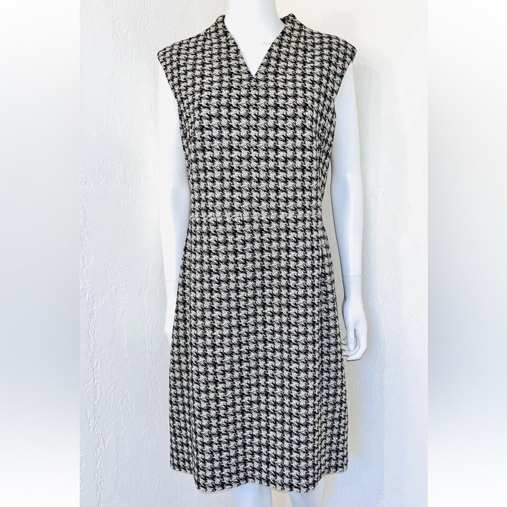 MM.LaFleur Aditi 2.0 Houndstooth Woven Cap Slv V-Neck Sheath Dress Size XS - Picture 4 of 7
